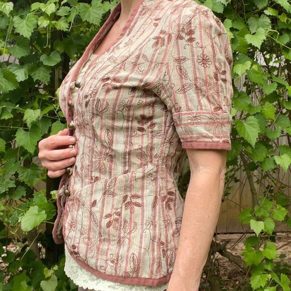 Vintage Multiples embroidered linen blend shacket/jacket - Picture 1 of 9